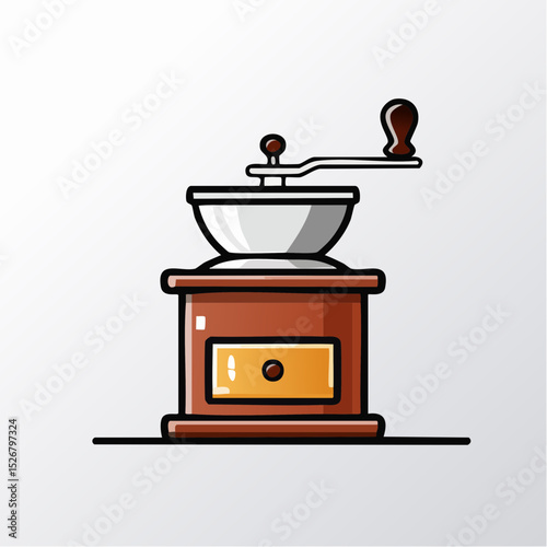 Brown Wooden Manual Coffee Grinder Illustration