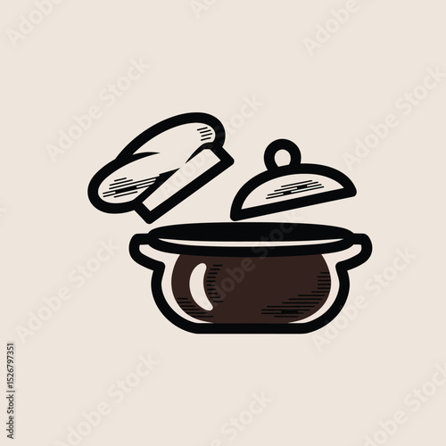 vector icons cooking food chef hat include a pizza slice, a sushi roll, spaghetti and meatballs, a curry bowl burger , fish 

