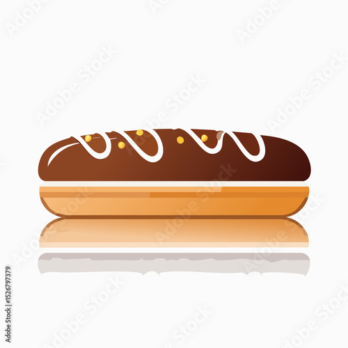 Chocolate Glazed Pastry with Sprinkles on White Background