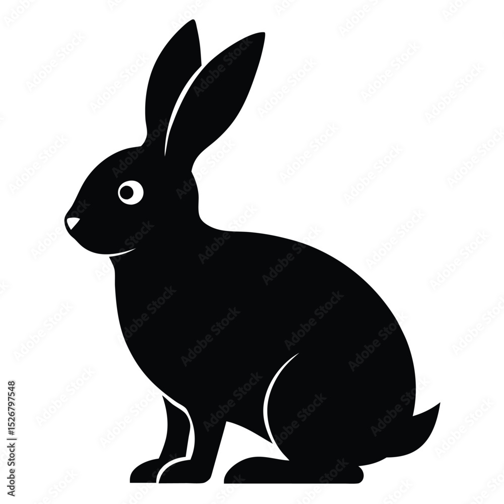 Obraz premium Black silhouette of a sitting rabbit animal