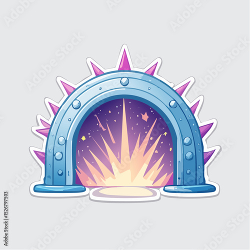 Cosmic Portal Explosion:  Vibrant Purple Pink Blue Arch Gateway