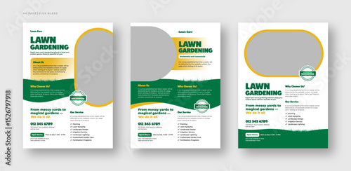 Lawn Care and Gardening Services Flyer Design | Landscaping leaflet design set