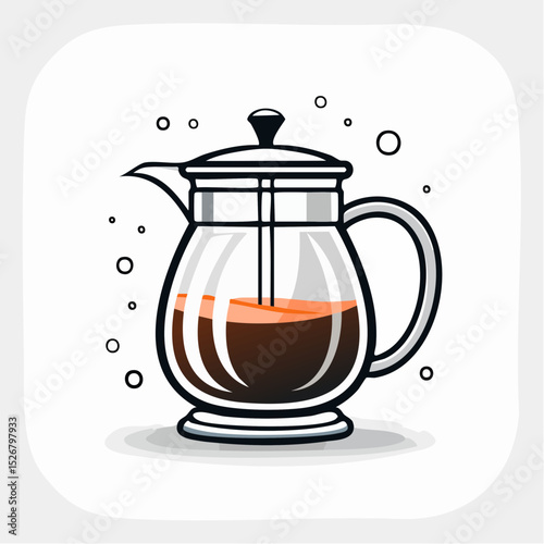 Glass French Press Coffee Maker Illustration