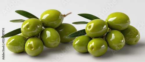 Wallpaper Mural The vibrant green olives beautifully arranged with leaves for culinary presentation. Torontodigital.ca