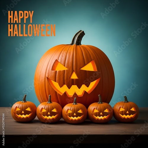 Festive halloween pumpkin display with carved faces and glowing lights for holiday celebrations