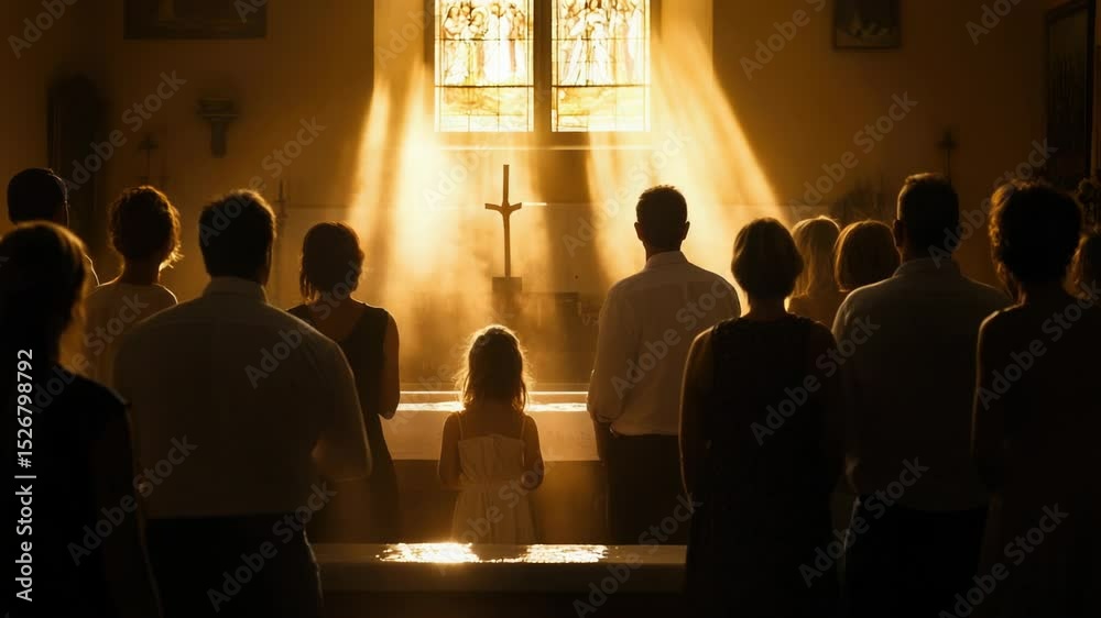 Group of individuals standing near a church exterior