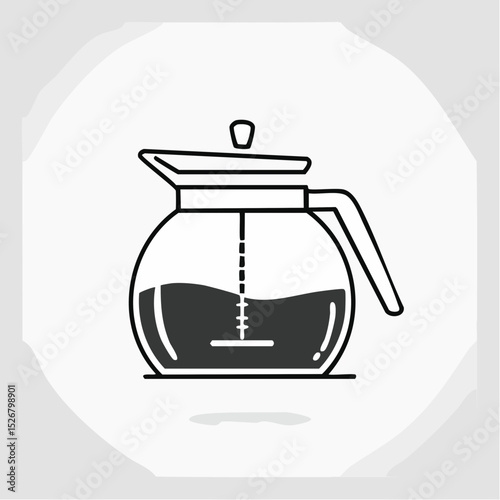Line Art Illustration of a Glass Coffee Pot