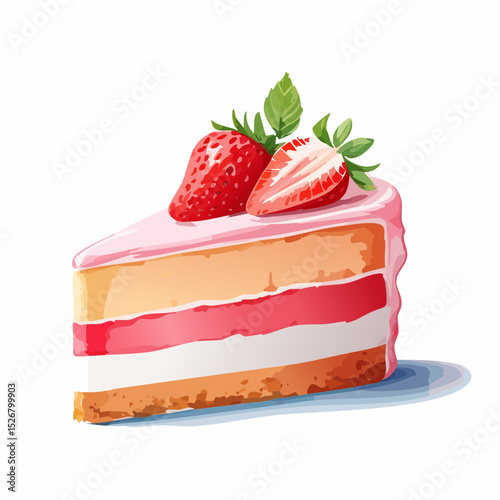 Pink Layered Strawberry Cake Slice