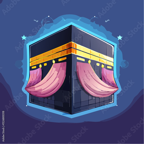 Pixel Art Illustration of the Kaaba in Mecca