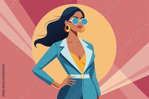 Smiling fashion model in sunglasses with shopping bags