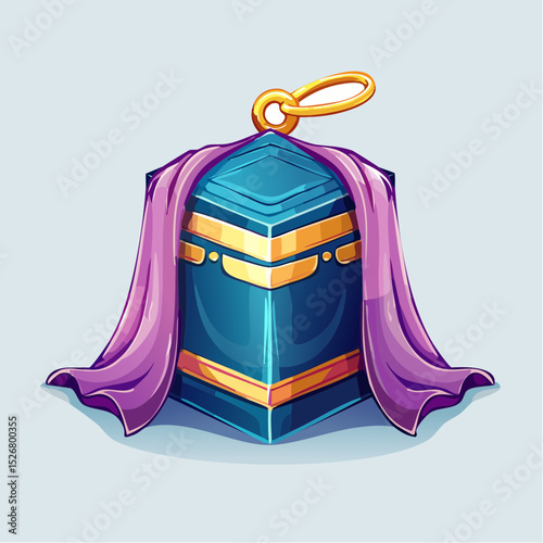 Pixel Art Kaaba Illustration with Purple Cloth