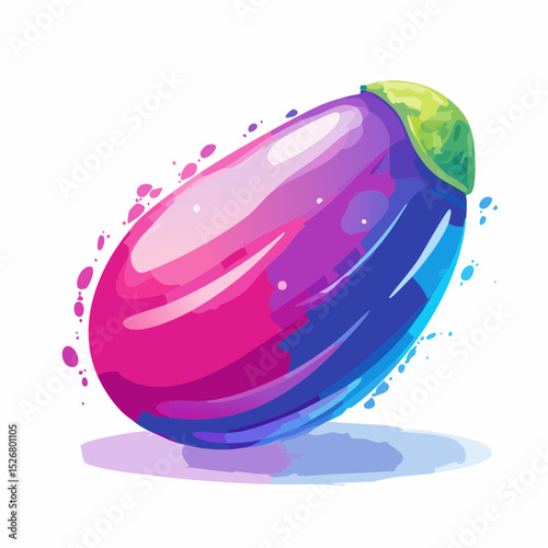 Vibrant Pink And Blue Eggplant Illustration