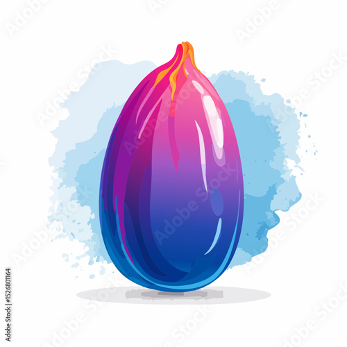 Vibrant Purple And Blue Fig Illustration With Watercolor Background
