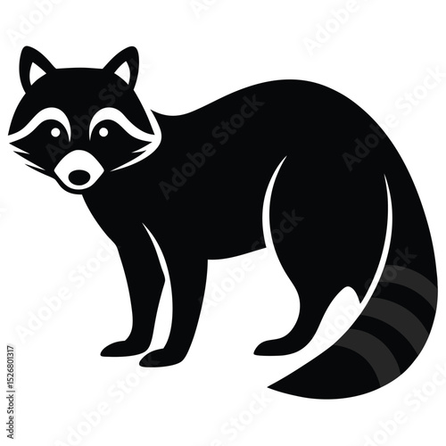 Black and white raccoon silhouette illustration