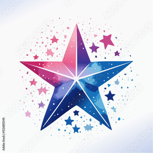 Watercolor Galaxy Star with Pink and Blue Hues
