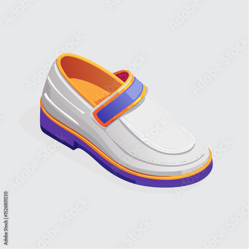 White Men's Loafers with Orange and Purple Accents