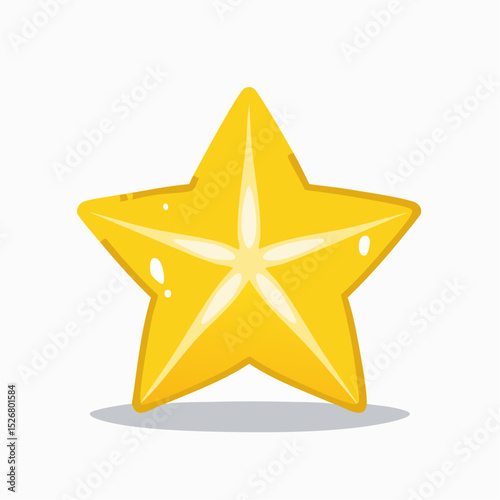 Yellow Starfruit Illustration on White Background