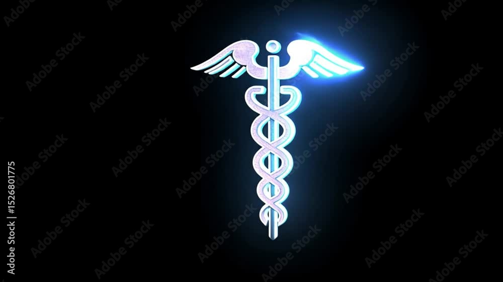 Glowing Caduceus: Symbol of Medicine and Healing