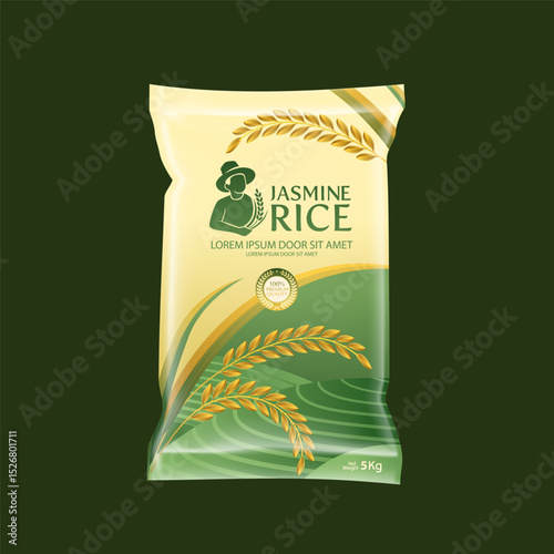 Rice Package Mockup Thailand food Products, vector illustration