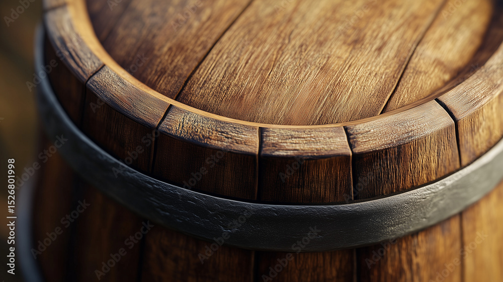 Fototapeta premium Closeup of cozy wooden small keg, natural materials