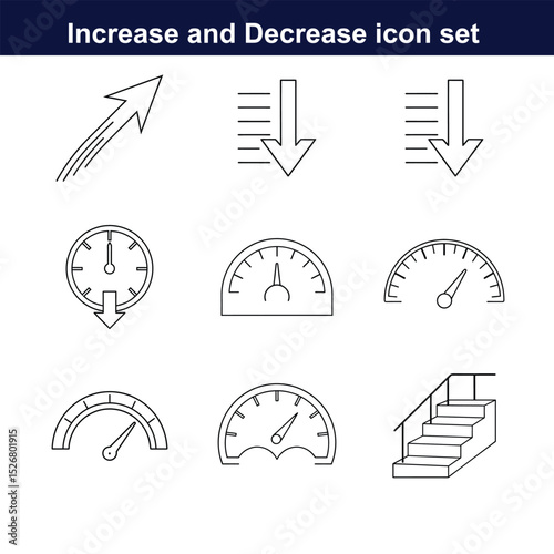 increase and decrease line art icon set. full editable design on white background. 