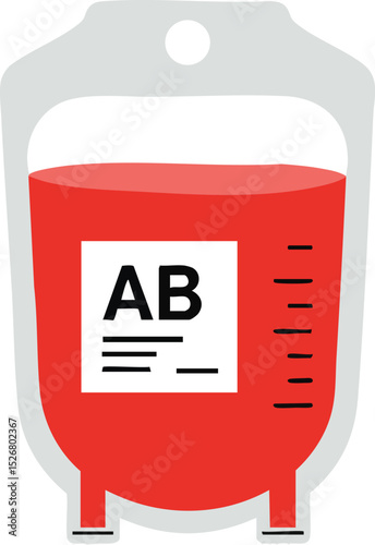 Blood bag with AB blood type label medical vector illustration design element 