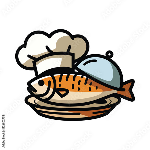 vector icons cooking food chef hat include a pizza slice, a sushi roll, spaghetti and meatballs, a curry bowl burger , fish 
