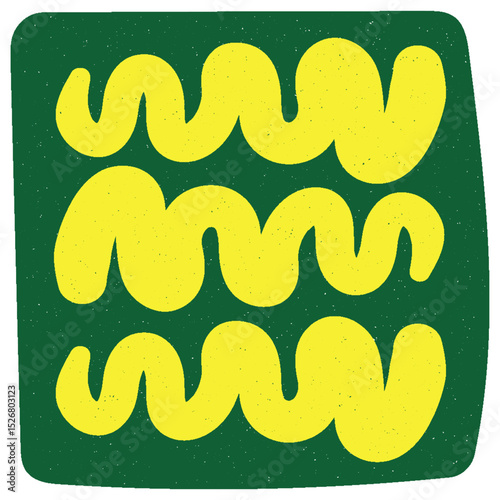 Hard Drawn Retro 60s-70s Grain Texture Green and Yellow