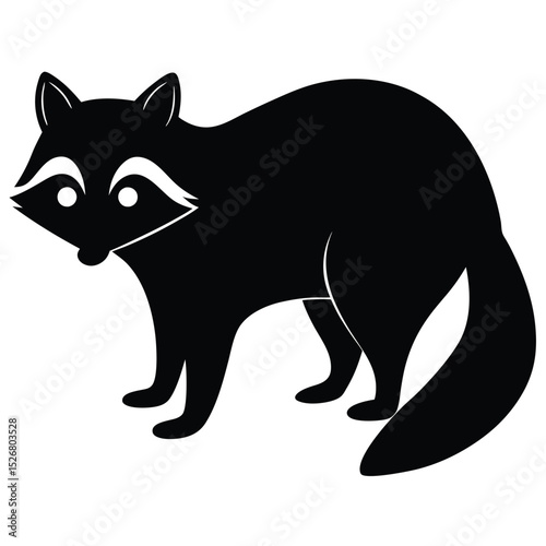 Black silhouette of a raccoon standing