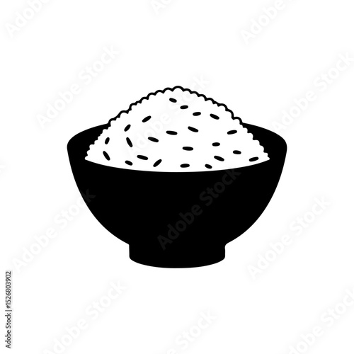Sushi rice bowel silhouette icon vector flat design.