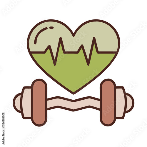 Heart and dumbbell cardio workout icon representing fitness and health