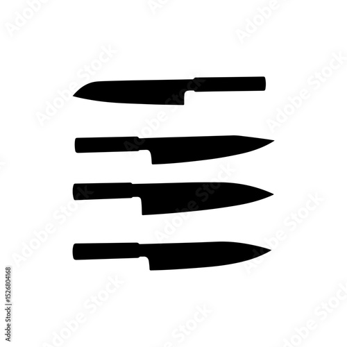 Knife set silhouette icon vector flat design.