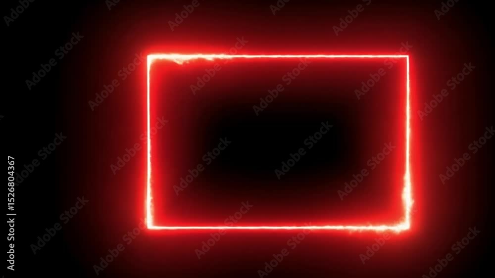 Fiery Red Square Frame: Abstract Burning Neon Border