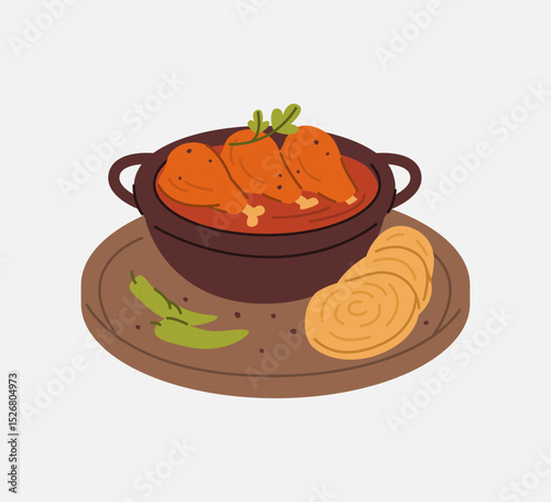 Illustration of Spicy Chicken Salna with Parotta
