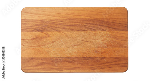 Rectangular wooden chopping board with textured surface for kitchen use isolated on a transparent background