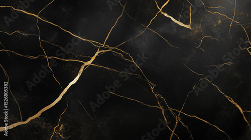 Luxurious black and gold marble texture displaying elegant veins suitable for various designs