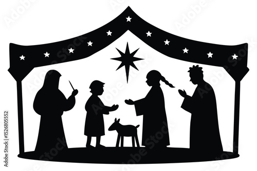 nativity puppet show vector icon