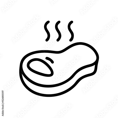 Cooked steak icon illustration with steam for meat dishes and culinary concepts