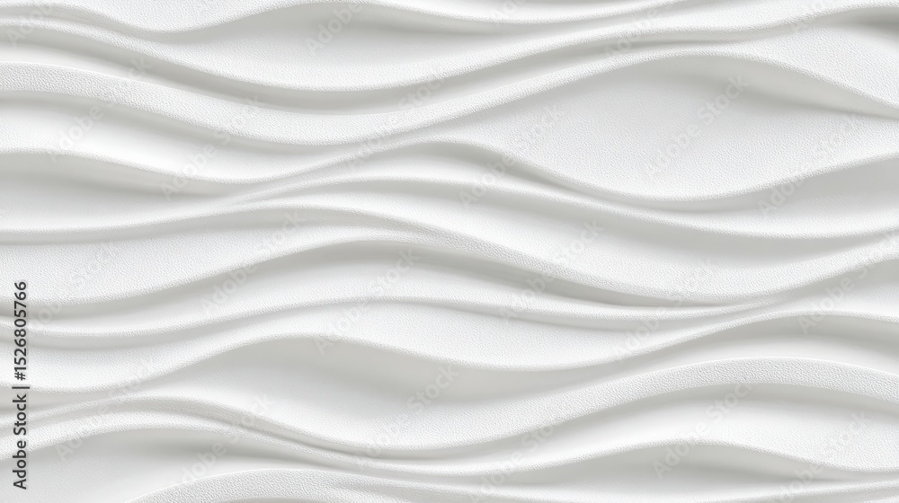 Fototapeta premium White textured surface displaying soft wavy lines, creating peaceful atmosphere and elegant backdrop with subtle visual depth for design compositions