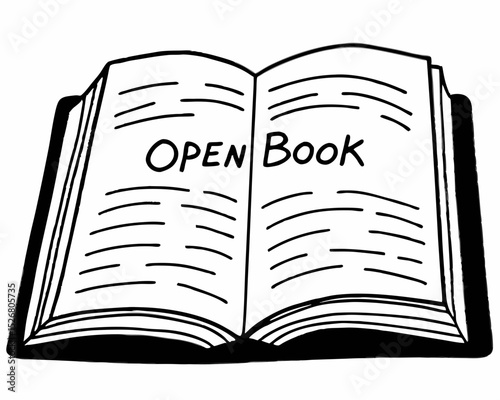 Open Book Illustration A Simple Line Drawing of an Open Book
