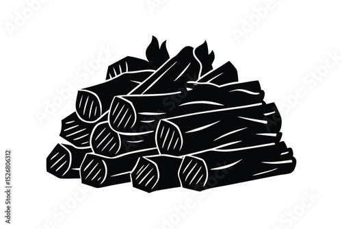 firewood stack vector icon