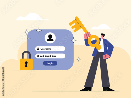 Secure Login and Password Protection Concept Illustration