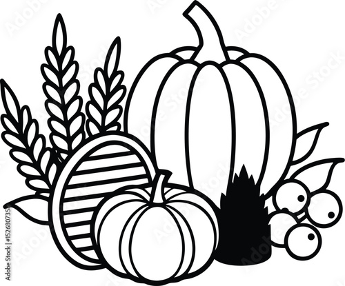Thanksgiving autumn harvest on white background