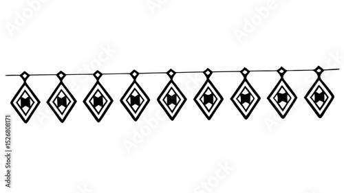 Geometric Diamond Pattern Border Design Elegant Black and White Decorative Element