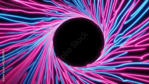 Abstract Neon Vortex: Pink and Blue Swirling Energy Tunnel