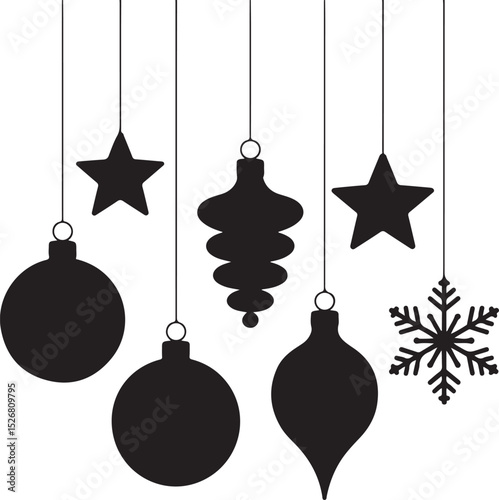 Sparkling Christmas Ornament Silhouette with Star Glow, a Magical Holiday Art Design, Ideal for Winter Tree Decor and Festive Joy Illustration