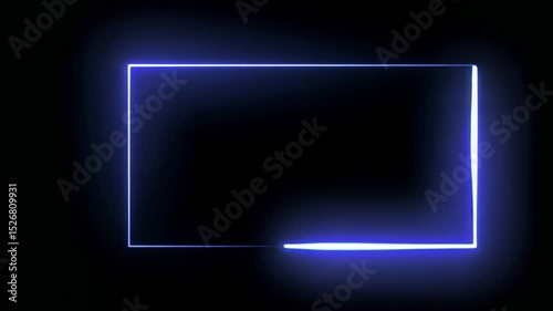 Glowing Blue Neon Rectangle Frame Abstract Background
