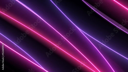 Abstract Neon Lines: Pink and Purple Glowing Stripes on Dark Background