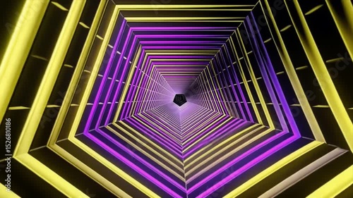 Hexagonal Neon Tunnel: A Psychedelic Journey Through Light and Color