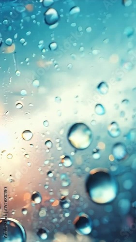 Wallpaper Mural Water Droplets Blue Mood Macro Abstract Rain Window Torontodigital.ca